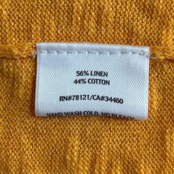 Eileen Fisher Linen Cotton Orange Textured Open Front Cardigan Sweater Large - Picture 4 of 7